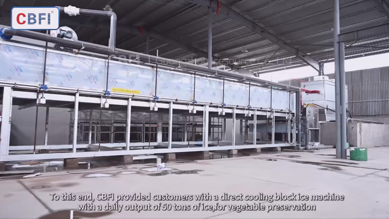 Machine à glaçons à refroidissement direct de 50 tonnes exploitée à Gansu