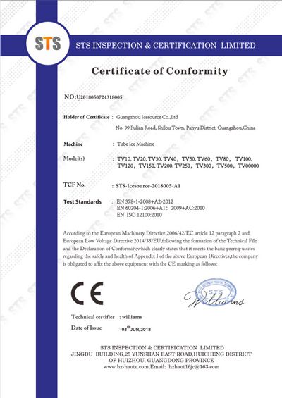 Certification CE pour la chambre froide